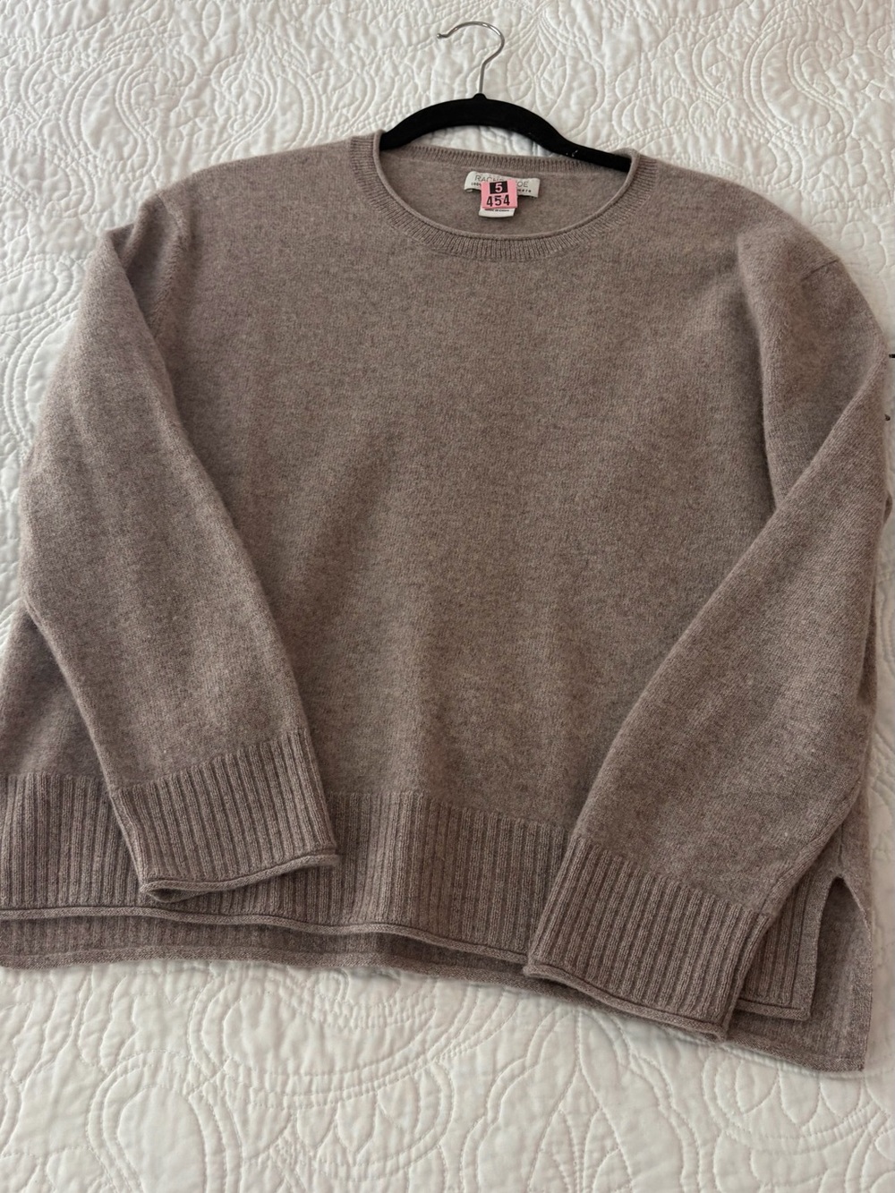 100% Cashmere Rachel Zoe Neutral Taupe Crewneck Sweater